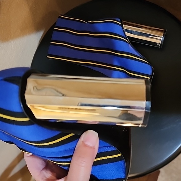 Marco De Vincenzo Blue Canvas Striped Boots, Women's Size 5 - 5-1/2 - Picture 10 of 11